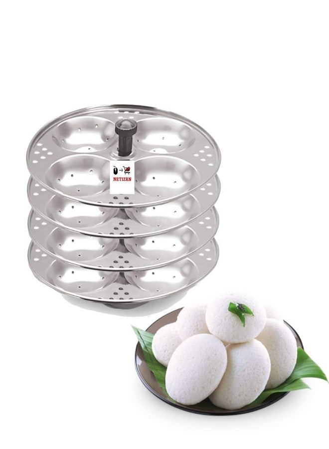 Netizen Non-Stick Stainless Steel Large Size Idli Stand/Idli Maker Makes soft idlis easy at Home, idli maker stainless steel, idly maker, steel idli maker, idli stand (4 Plate (16 Idli)) - Image 1